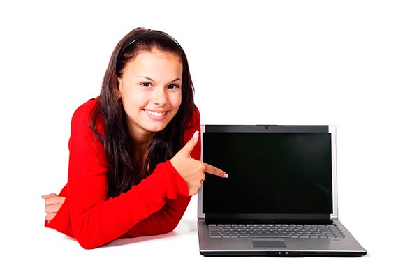 female adult background business computer cute