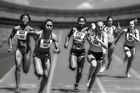 People running in a competition.