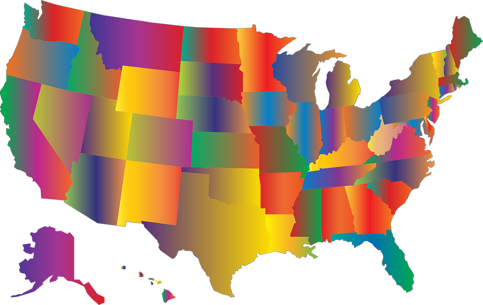 USA Map of colors