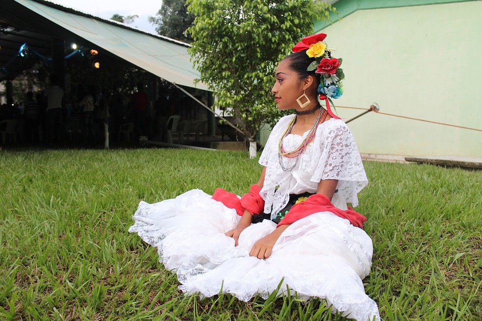 Girl wearing an elegant traditional dress